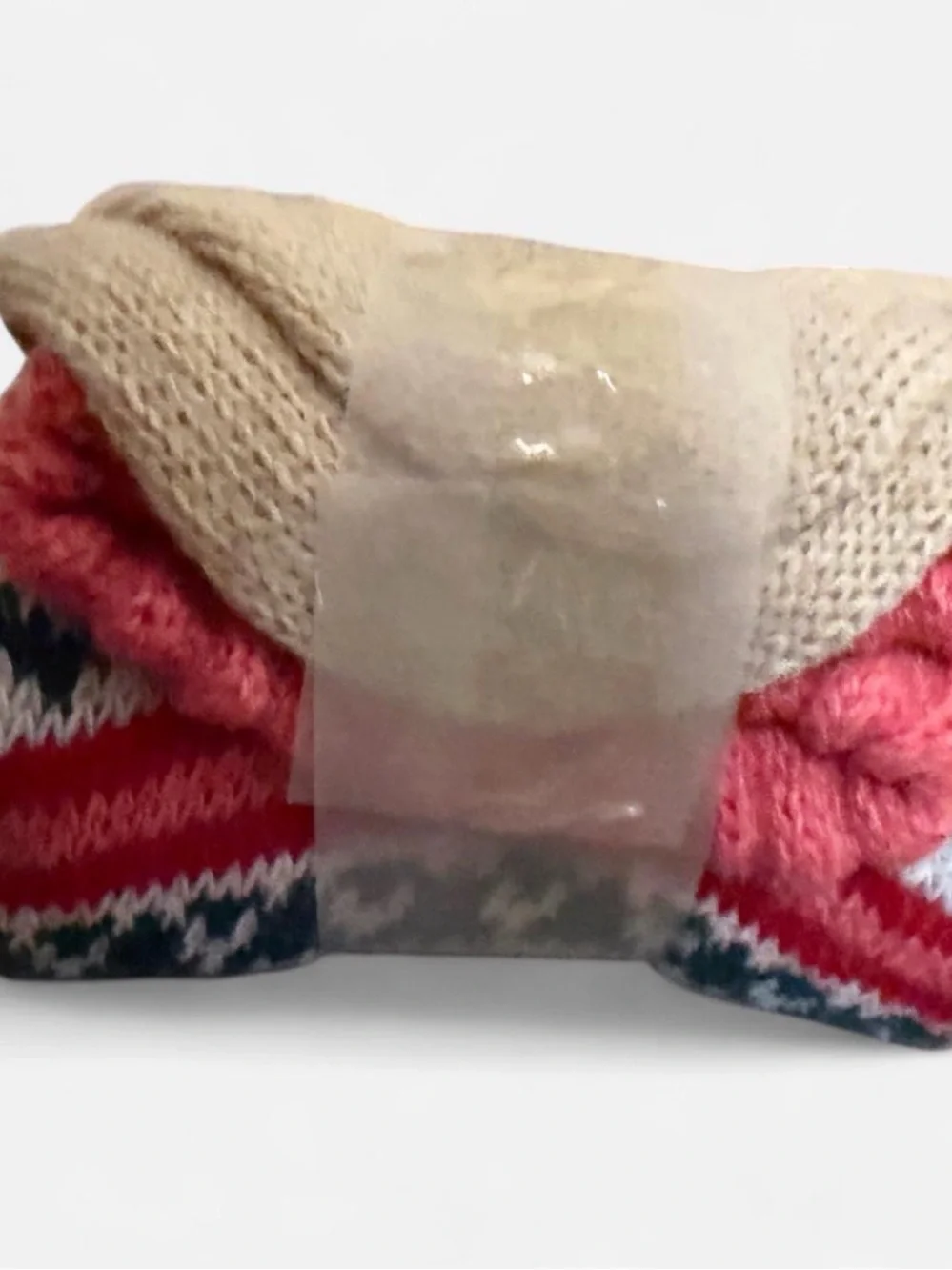 Women’s Fair Isle Pattern Crew Socks - Pink & Brown